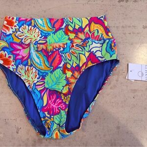 Vibrant Floral High-Waisted Bikini Bottom Only